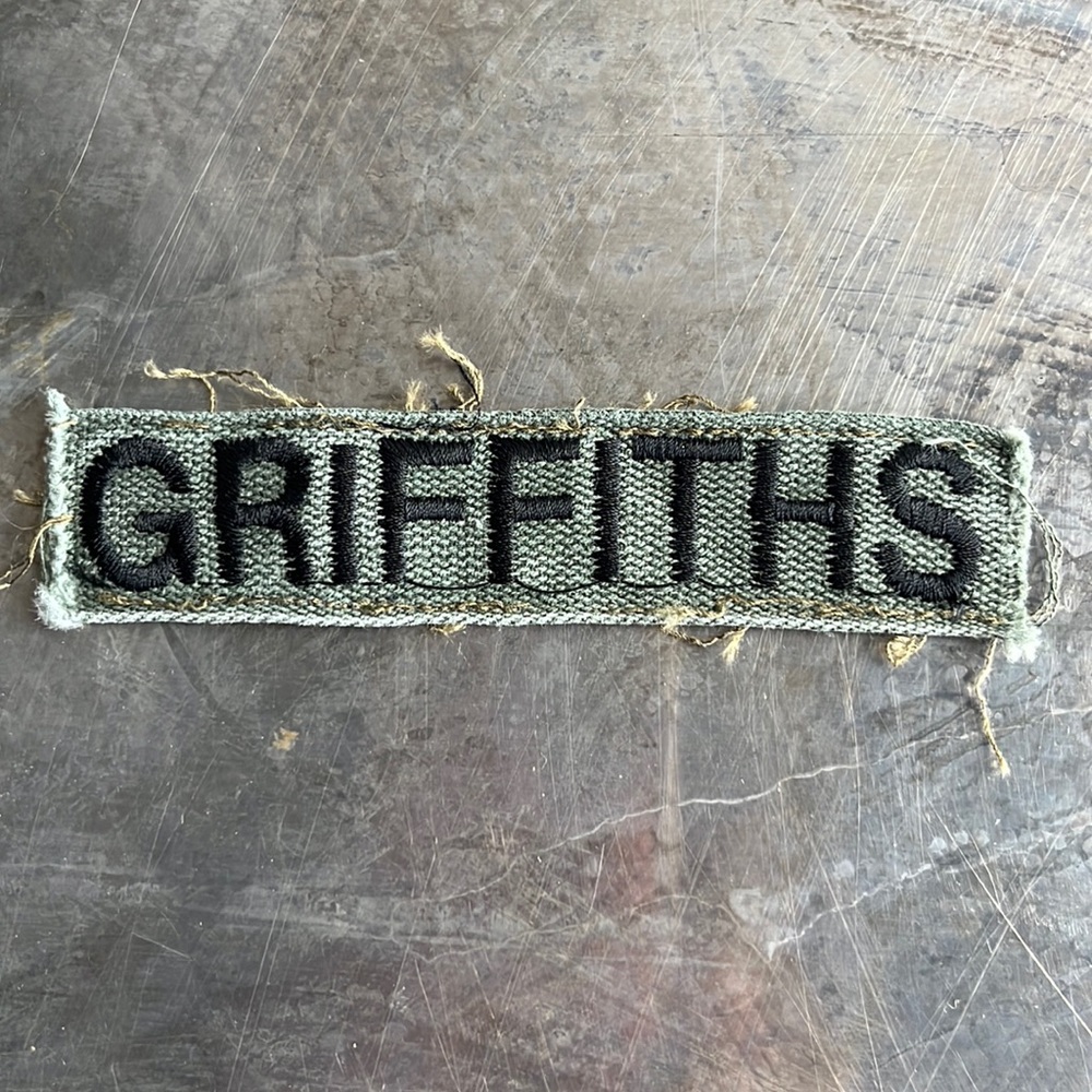 GRIFFITHS Embroidered Vintage ‘Army Green’ Military Name Tape Patch